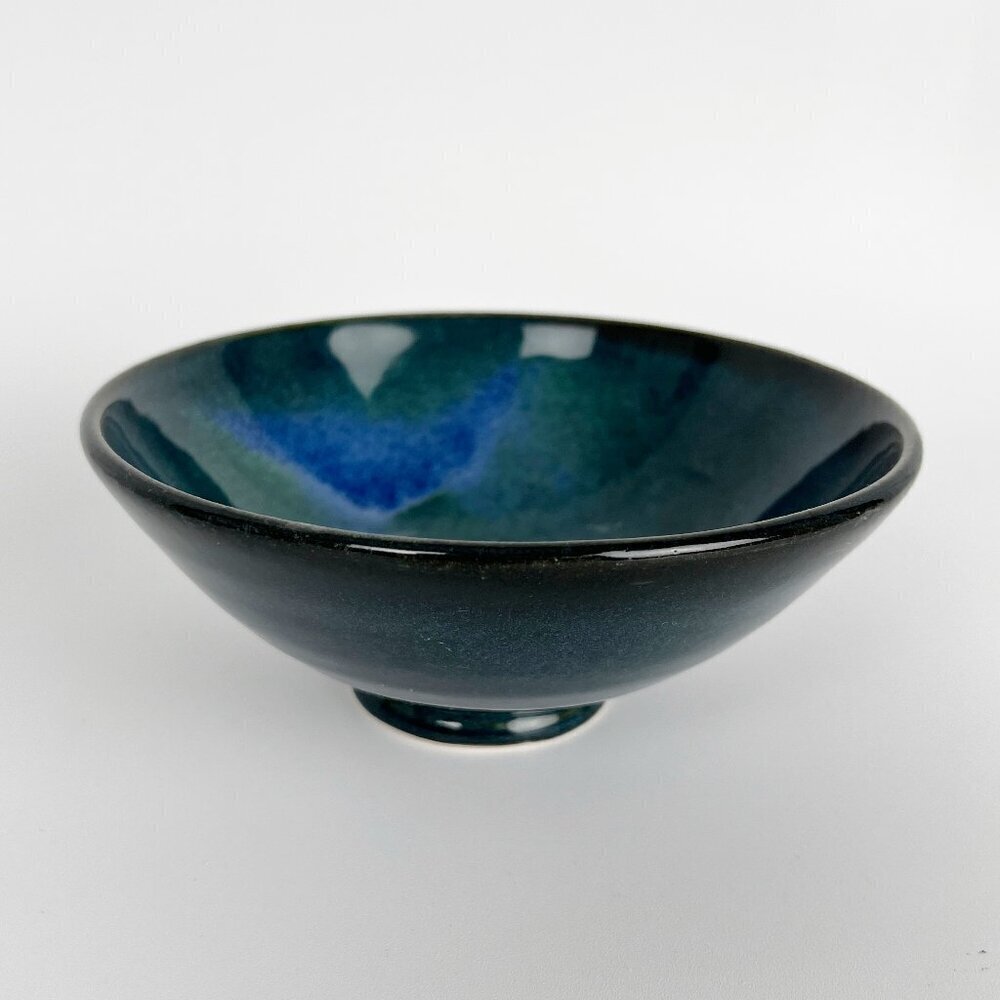 Stunning Handmade Ceramic Trinket Dish Globe Bowl Shine Hand Made Crafted Wheel